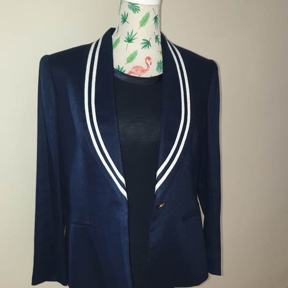 Ralph Lauren Vintage Navy Linen Jacket. 10P. - Picture 3 of 7